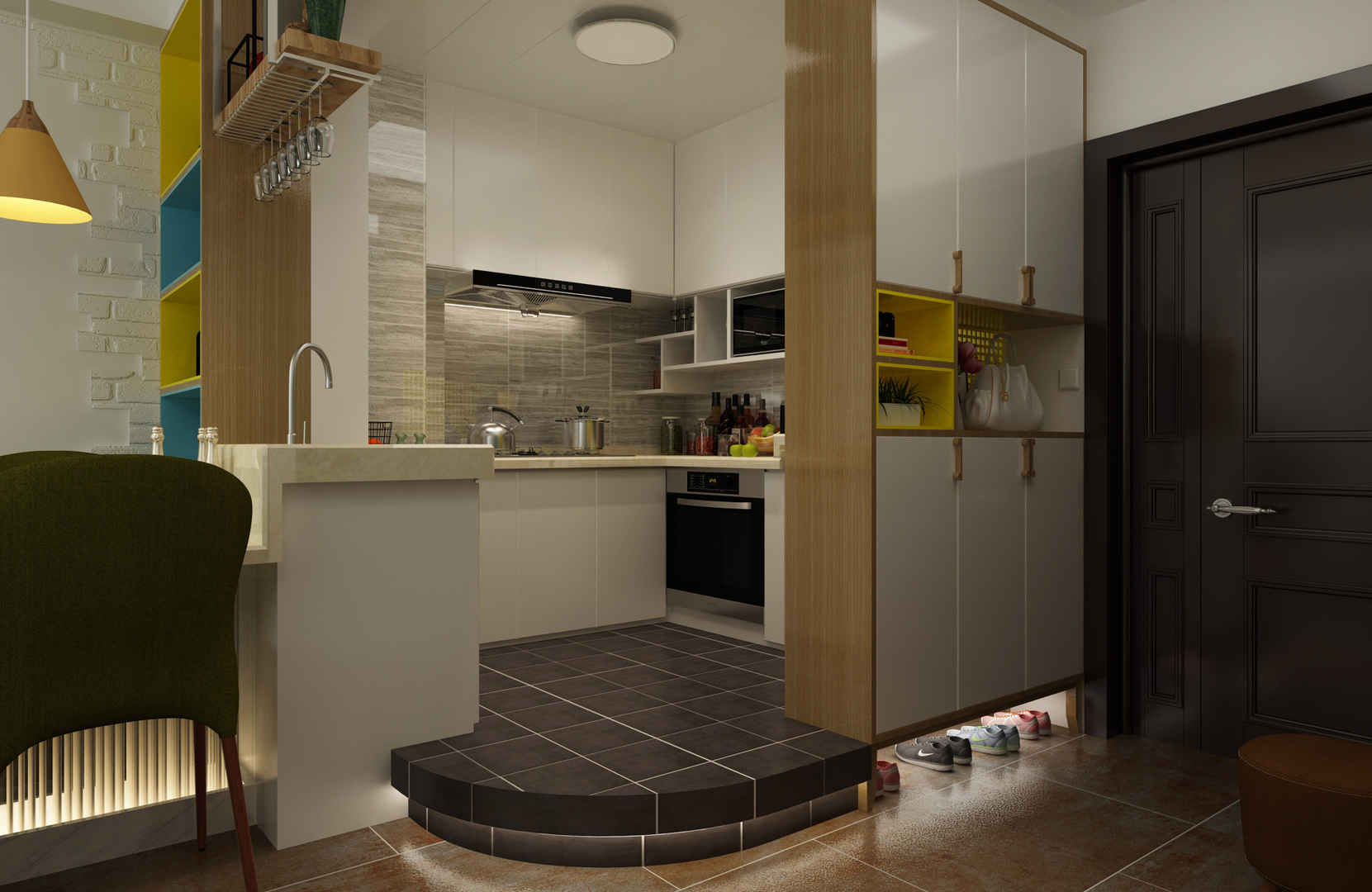 简欧风格二居室厨房装修设计图