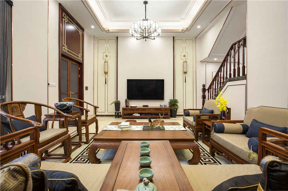 中式风格别墅客厅装修效果图