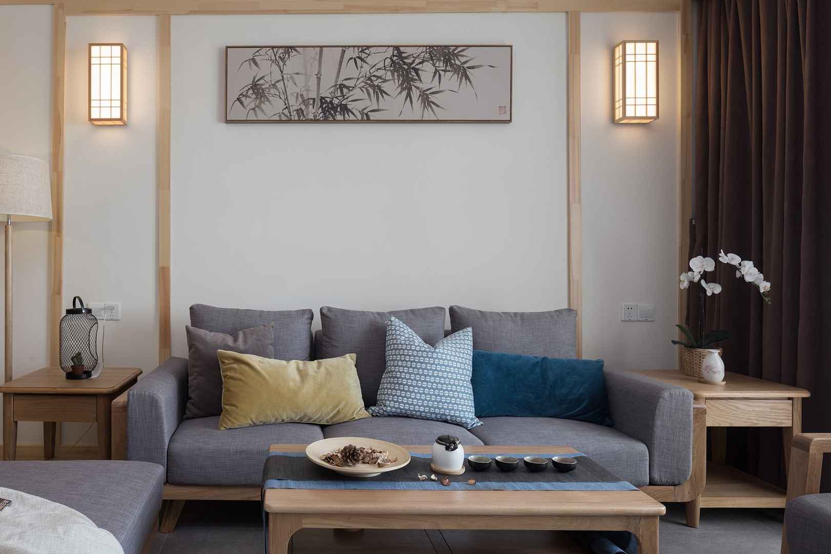 日式风格三居沙发背景墙装修效果图