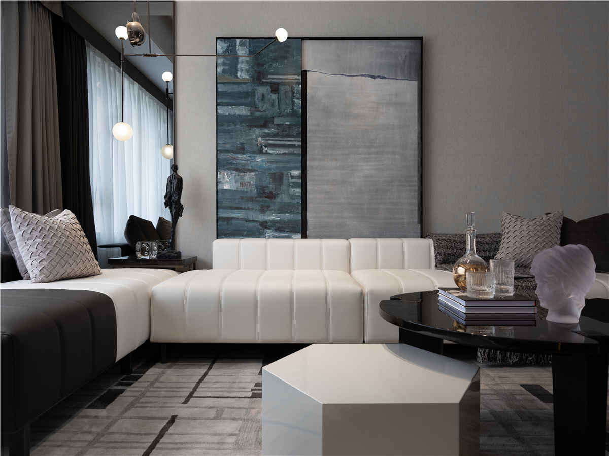 95㎡现代三居沙发背景墙装修效果图