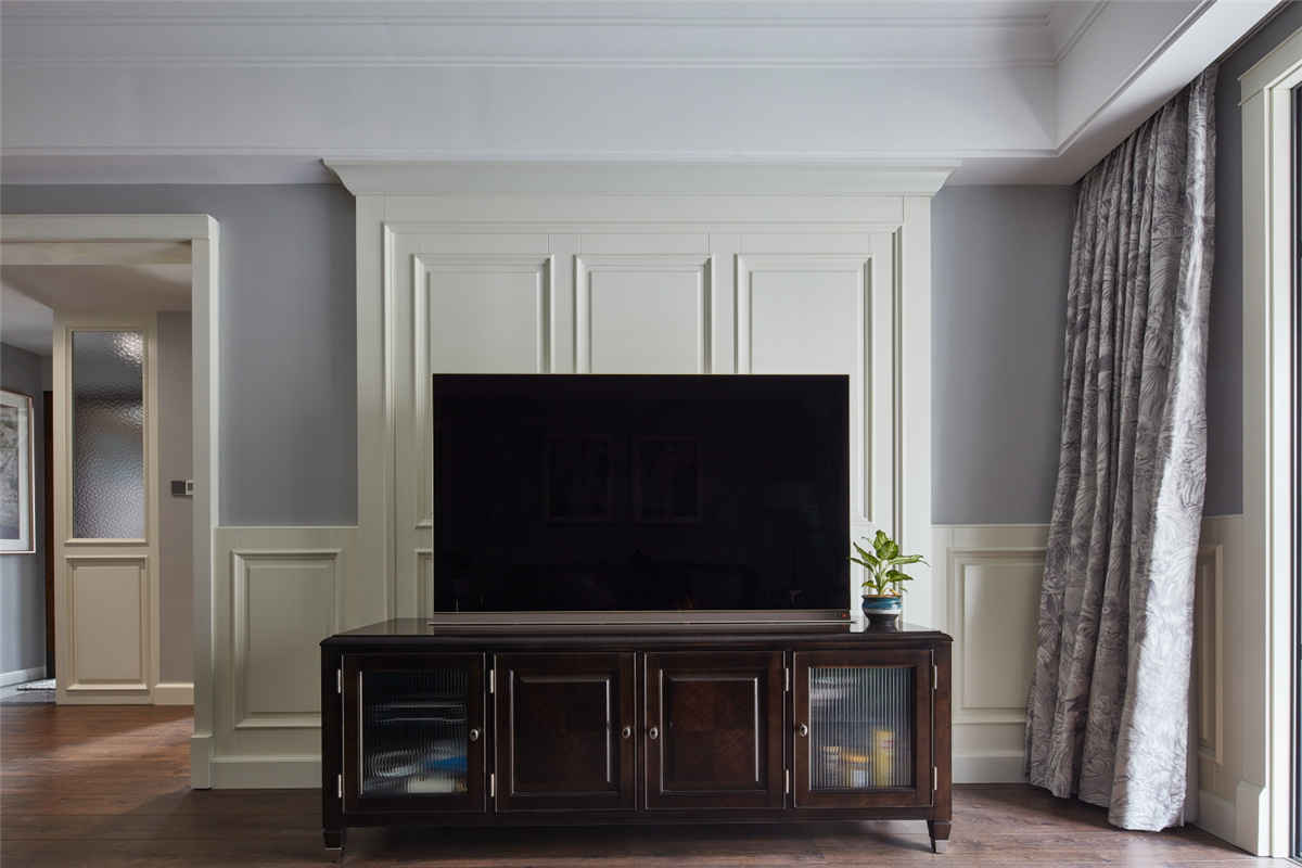 128m²现代美式轻奢电视背景墙装修效果图