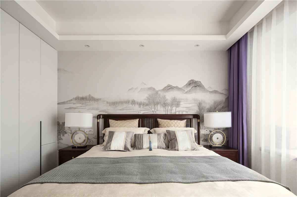 新中式风格w卧室三居装修效果图片大全