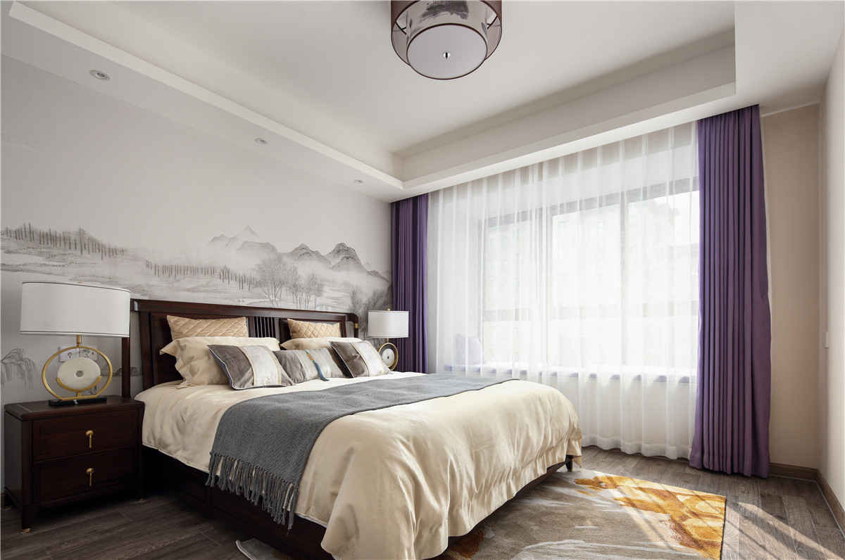新中式风格w卧室三居装修效果图片大全