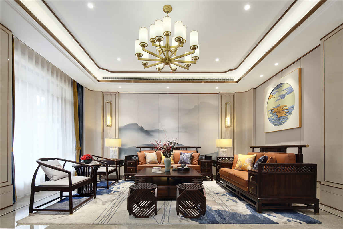 新中式风格装修效果图2024客厅