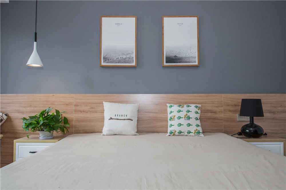 简约北欧三居室床头背景墙装修效果图