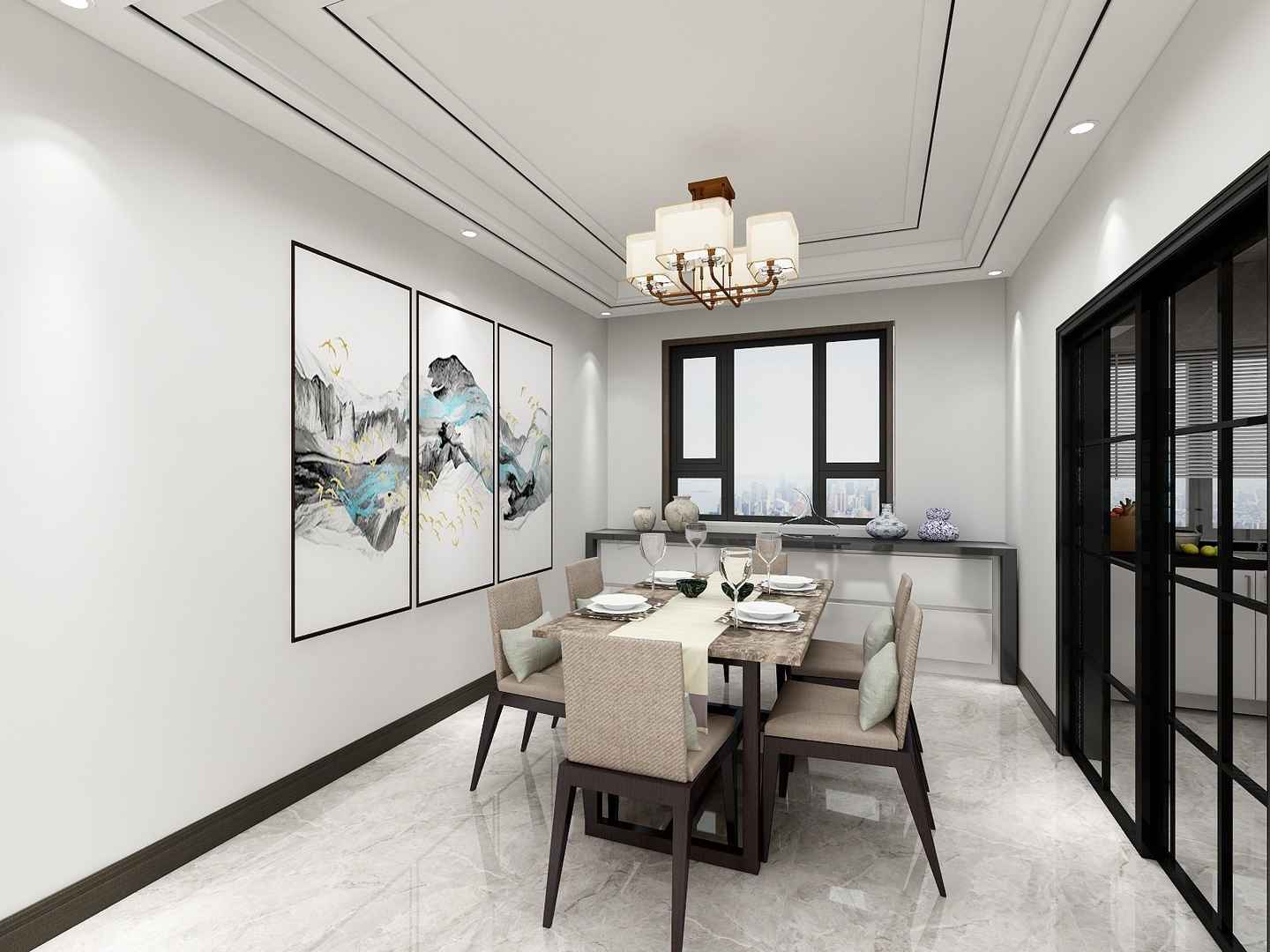 新中式风格装修效果图2024餐厅