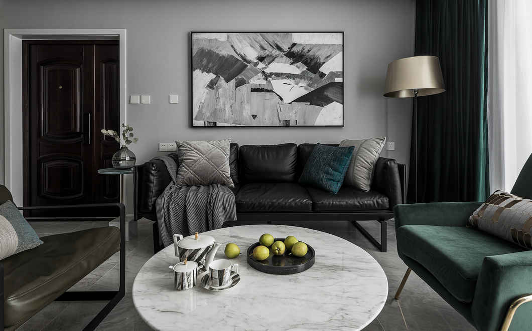 120㎡现代简约沙发背景墙装修效果图