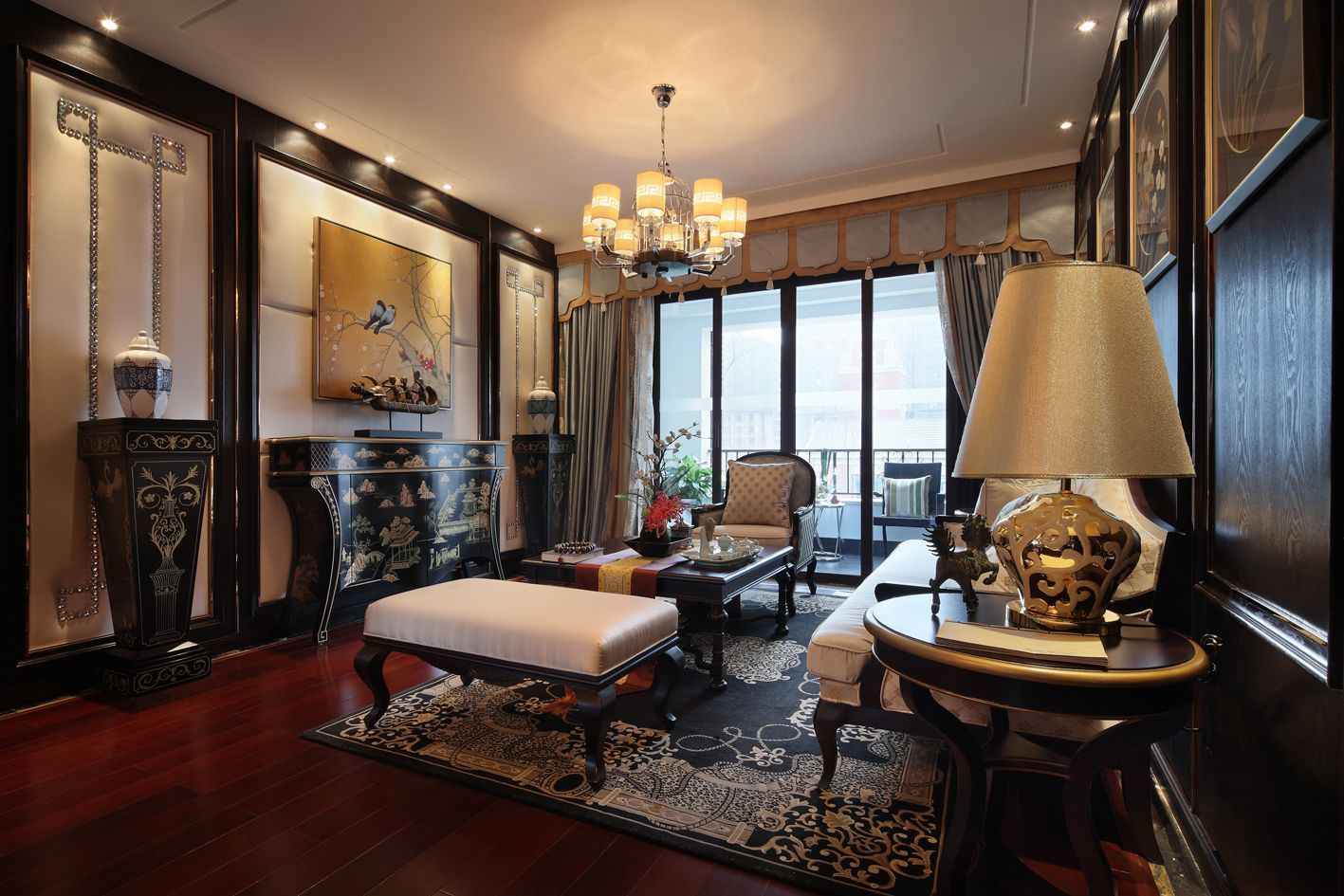 中式古典四居客厅装修效果图