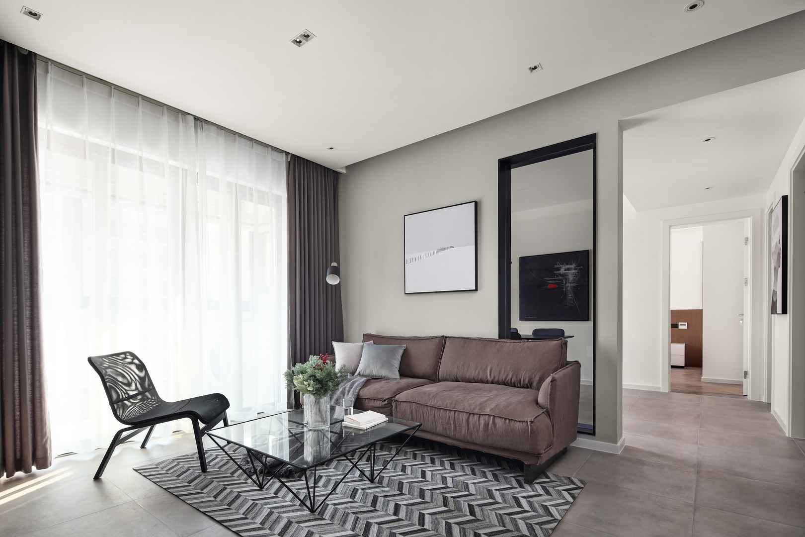 现代简约风格两居客厅沙发墙装修效果图