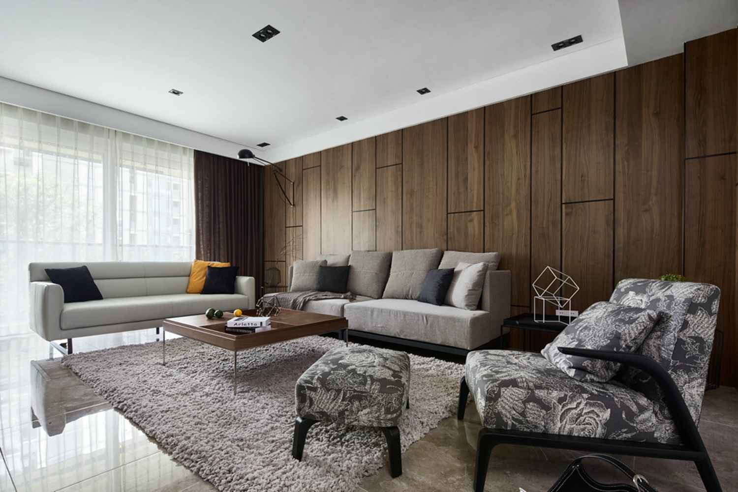 大户型现代简约客厅沙发墙装修效果图